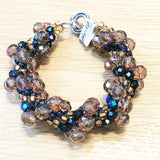 Hand-Crotched Sapphire and Citrine Beaded Bracelet
