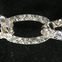 Mesh Link Bracelet with Swarowski Crystals -18K White Gold Plated