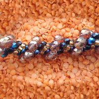 Hand-Crotched Sapphire and Citrine Beaded Bracelet