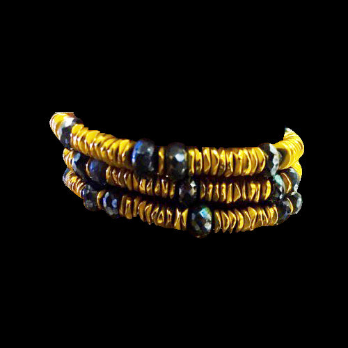 24k Gold Plated Stretch Bracelet with Labradorite Stones