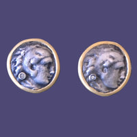 Gold Framed Silver Coin Cufflinks With Diamond Accents