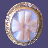 24K gold with silver, mother of pearl and diamonds