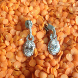 Oval Cut Solitaire CZ Drop earrings, Silvertone