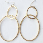 Double Ring, 24K Gold Plated Dangling Earrings