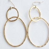 Double Ring, 24K Gold Plated Dangling Earrings
