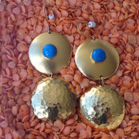 24K Gold Plated Earrings with Turquoise Howlite Stone, Handmade