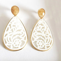 18K Gold Plated Rutilated Quartz Earrings with Filigree