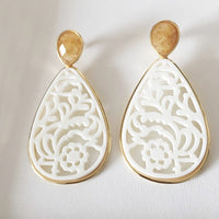 18K Gold Plated Rutilated Quartz Earrings with Filigree