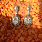 CZ Solitaire Drop Earrings, Sterling silver