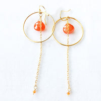18K Gold Plated Earrings with Orange Jade
