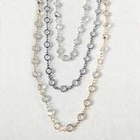 60" Necklace White Rhodium Chain with Large Austrian Crystals