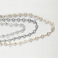 60" Necklace White Rhodium Chain with Large Austrian Crystals