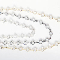 18" White Rhodium Plated Chain with Large Austrian Crystal Chain Necklace,