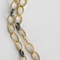 Two Tone Gold Link Chain Necklace with CZs