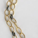 Two Tone Gold Link Chain Necklace with CZs