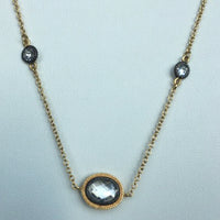 Circle and Oval CZ Necklace With Black Rhodium Accents, 36”