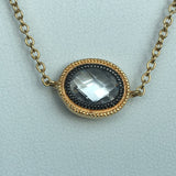 Circle and Oval CZ Necklace With Black Rhodium Accents, 36”