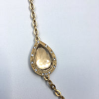 14K Gold Plated Necklace with Citrine Swarovski Crystals, 40"