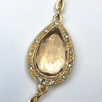 14K Gold Plated Necklace with Citrine Swarovski Crystals, 40"