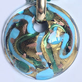 Turquoise, Olive and Golden Murano Glass Beads and Pendant