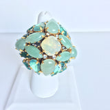 18K Gold Plated Ring with Amazonite, Apatite, Peruvian Opal