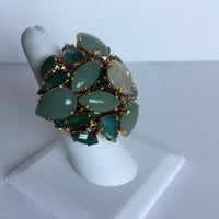 18K Gold Plated Ring with Amazonite, Apatite, Peruvian Opal