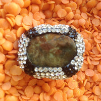 Sterling Silver Ring with Swarowski Crystals and African Jade Druise