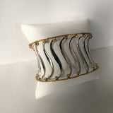 Zebra Cuff Bracelet - Rhodium Sterling Silver with a 24K Gold Rim Adorned with Diamonds.