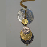 14K Gold Multi-Coin Necklace with Diamonds