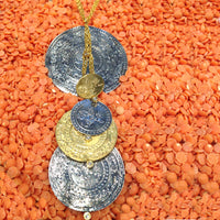 14K Gold Multi-Coin Necklace with Diamonds