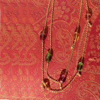Multi-Color Tourmaline Stones in Double Strand 24K Gold Chain