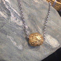 24K Gold Nugget Necklace with Sterling Silver Chain