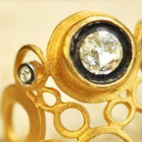 Rose Cut Diamond Bubble Ring 24K Gold & Silver