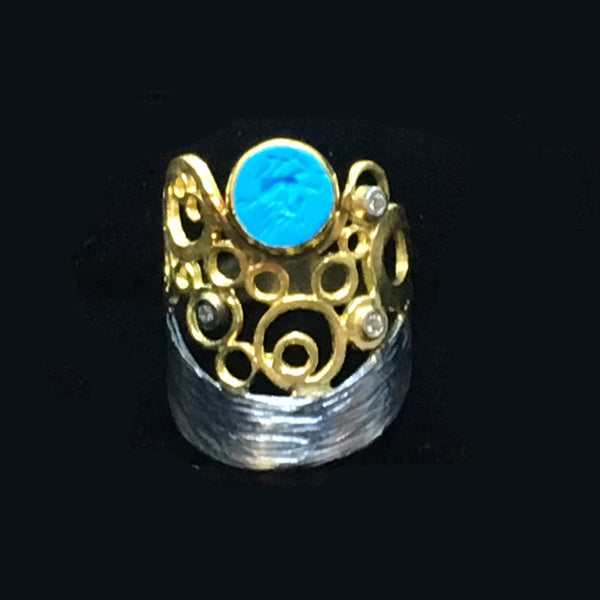Turquoise Bubble Ring 2K Gold & Silver