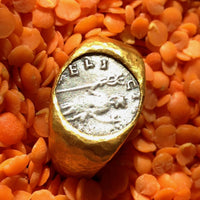24K Gold Ring with Antique Coin