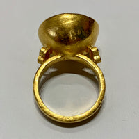Brilliant Cut Citrine Cocktail Ring - 24K Gold with Diamond Accents