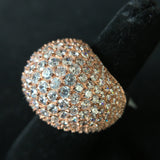 Domed Rose Gold Plated Ring over Silver with CZ