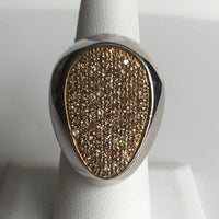 Bold Sterling Silver Ring With Yellow Pave CZ