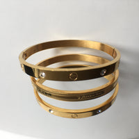 CZ Love Bangle Bracelet, Gold Tone