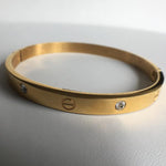 CZ Love Bangle Bracelet, Gold Tone