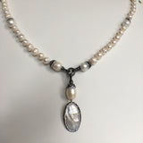 Freshwater and Mabe Pearl Necklace with CZs and Swarovski Crystals