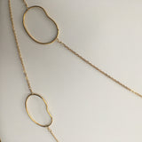 18K Gold Plated Necklace with Crunched Ovals, 36"