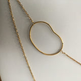 18K Gold Plated Necklace with Crunched Ovals, 36"