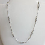 Delicate Mesh and Swarovski Crystals Necklace, 17"