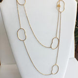 18K Gold Plated Necklace with Crunched Ovals, 36"