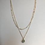 Shimmery Double Strand Necklace, Small Pendant