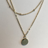 Shimmery Double Strand Necklace, Small Pendant