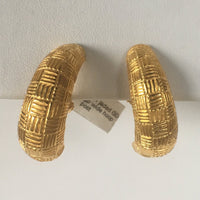 Textured Gold Plated Clip Earrings