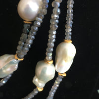 Baroque Pearl and Labradorite Double Strand Necklace