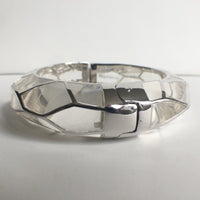 Round Acrylic Bangle with Rhodium Swirls